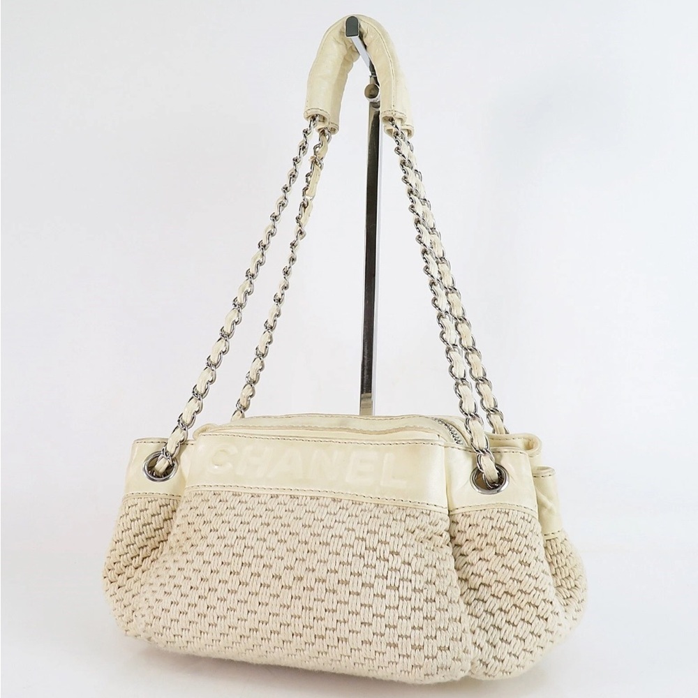 Chanel Cream Woven Shoulder Bag